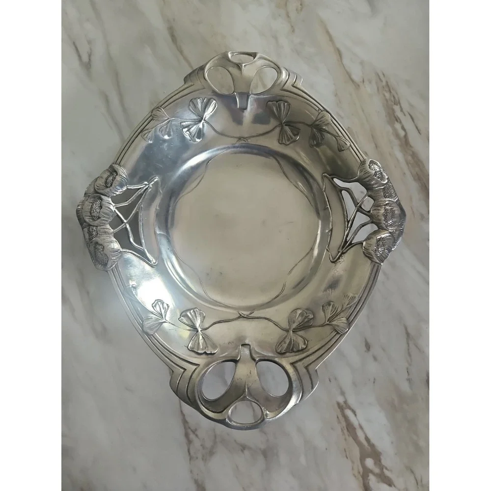 Artina Sks Pewter And Poppy Decorative Bowl Tray With Handles Approx 12